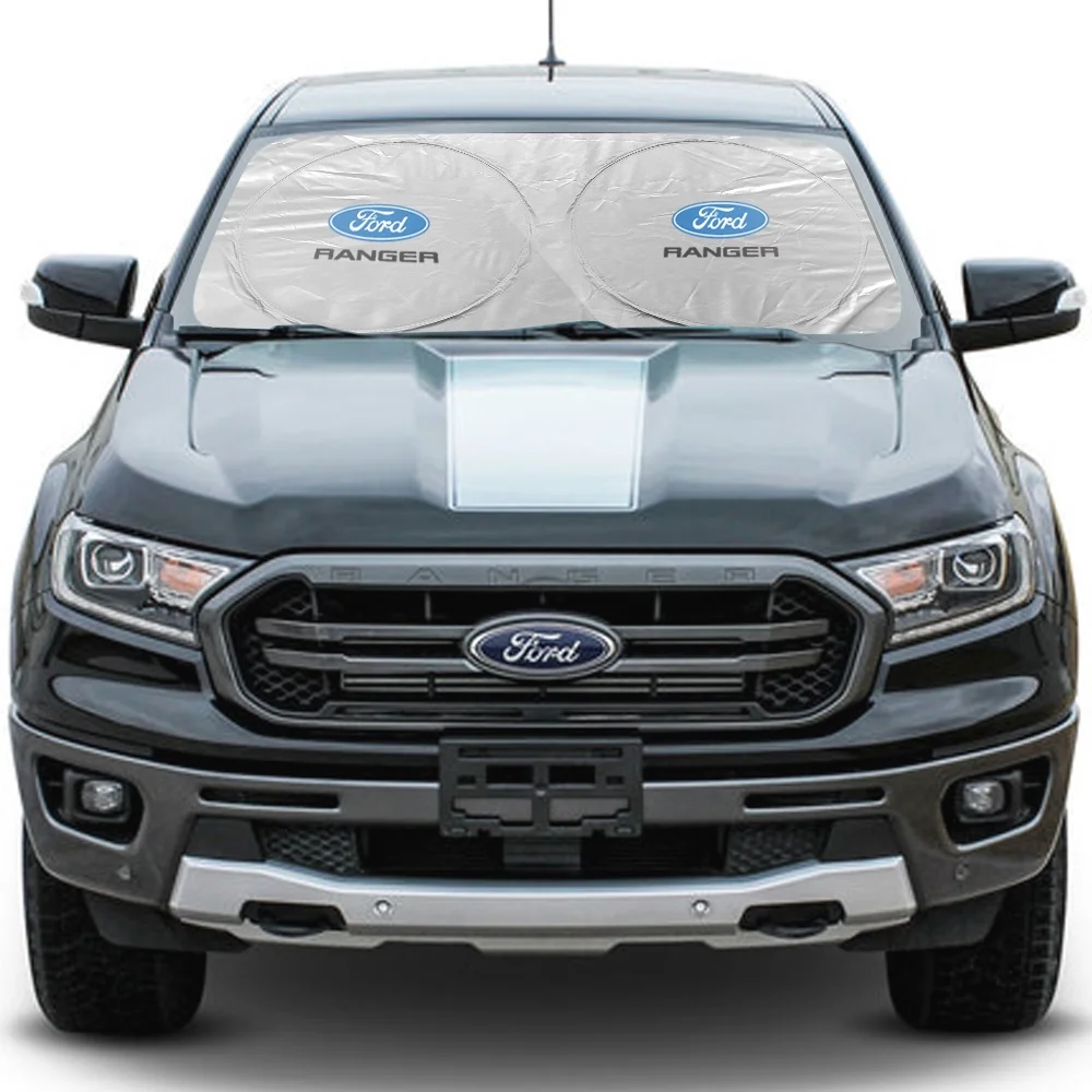 Ford Ranger Universal Fit One-Piece Easy Folding Silver Reflective Fabric Windshield Sun Shade (size: 75.5