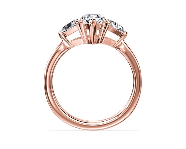 1.00 T.C.W Marquise Shaped Real Diamond New Design Three Stone Wedding Ring for Women Solid 18K Rose Gold Size 3.5