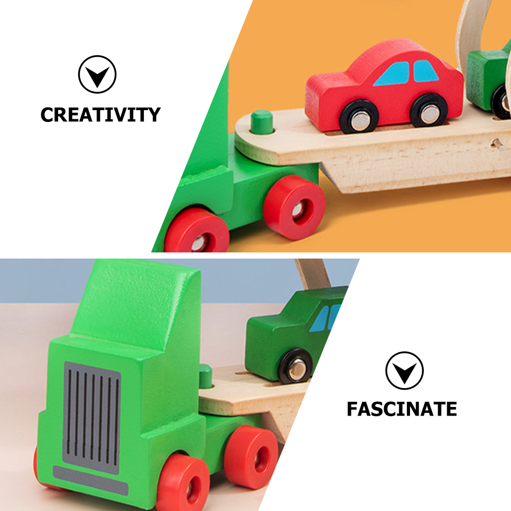 Children’s Toys Kids Car Pickup Truck Figurine Cognitive Transport Model Wooden