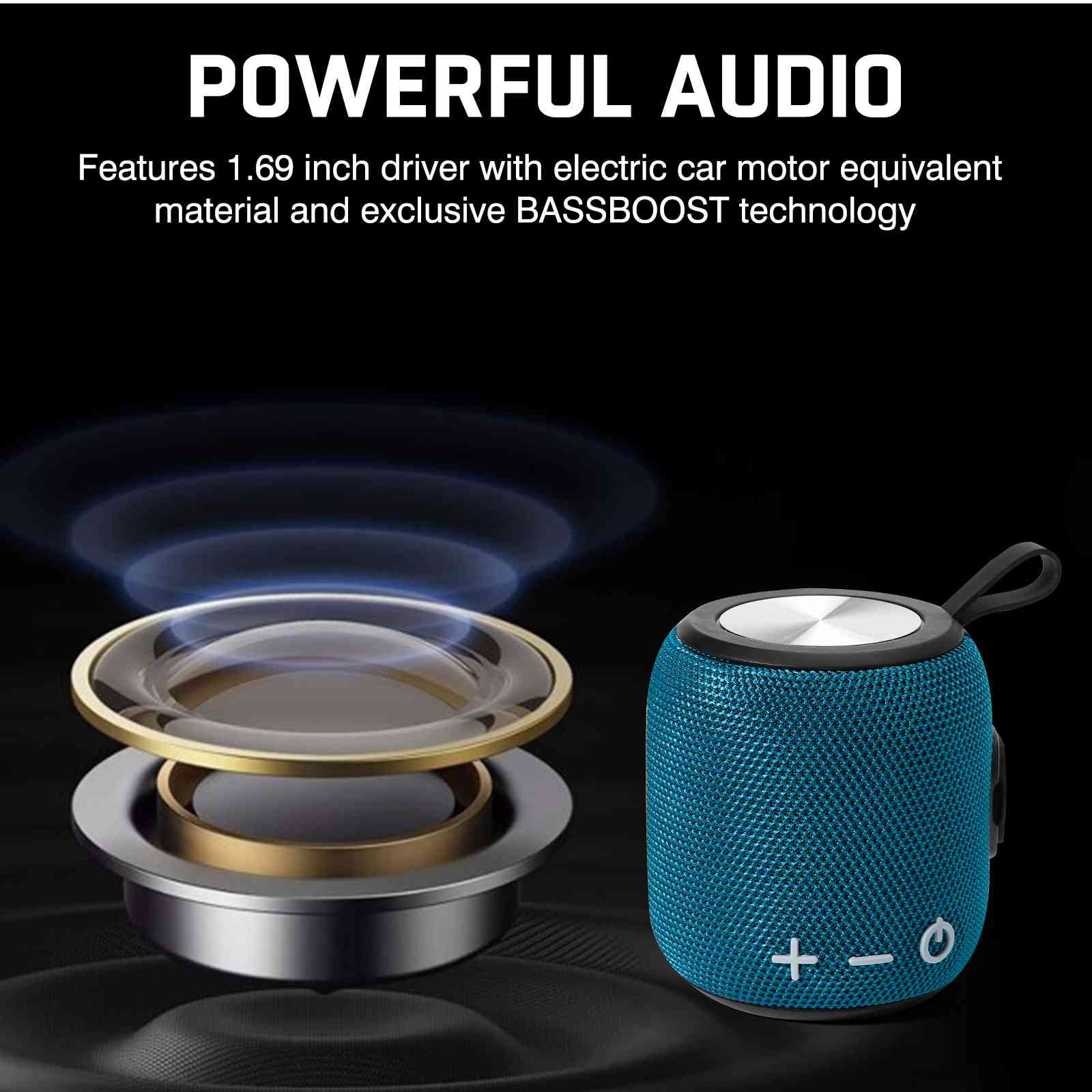 Bluetooth Speaker: Powerful Stereo Sound, IPX7 Waterproof, True Wireless Stereo Pairing, Portable Design, Latest Bluetooth V5.2 - Perfect for Realme Narzo 30 Pro 5G, Beach, Home, Parties- Blue
