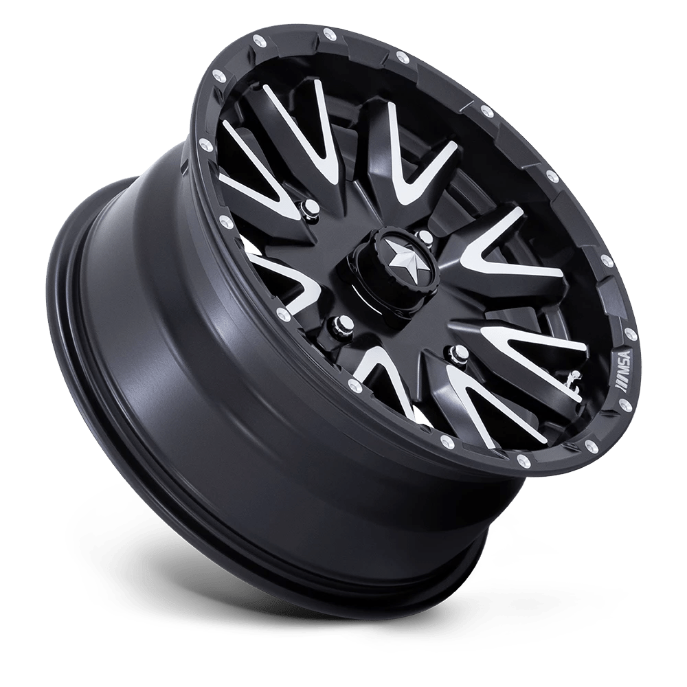 14x7 MSA Offroad Wheels M49 Creed Matte Black Machined Wheel 4x110 (-47mm)