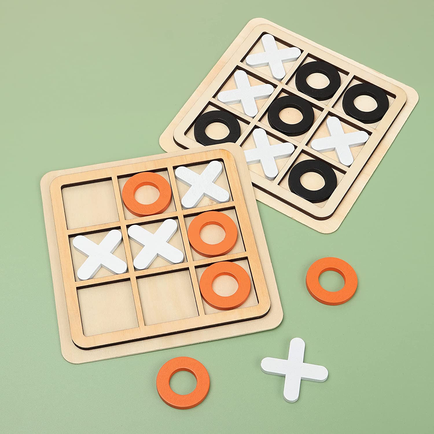 Wooden Board Tic Tac Toe Game XO Table Toy Classical Family Children Puzzle Game Educational Toys, Random Color