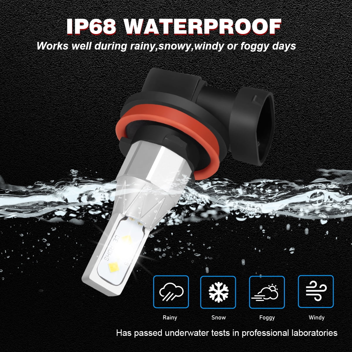 Obndvu 2x H11 Low/Fog Light for Nissan X-Trail 2015-2019 LED Headlight Bulb 6000K White Bright