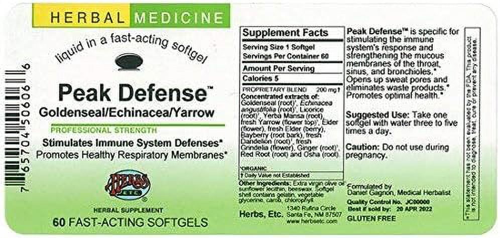 Herbs Etc. Peak Defense -- 60 Softgels