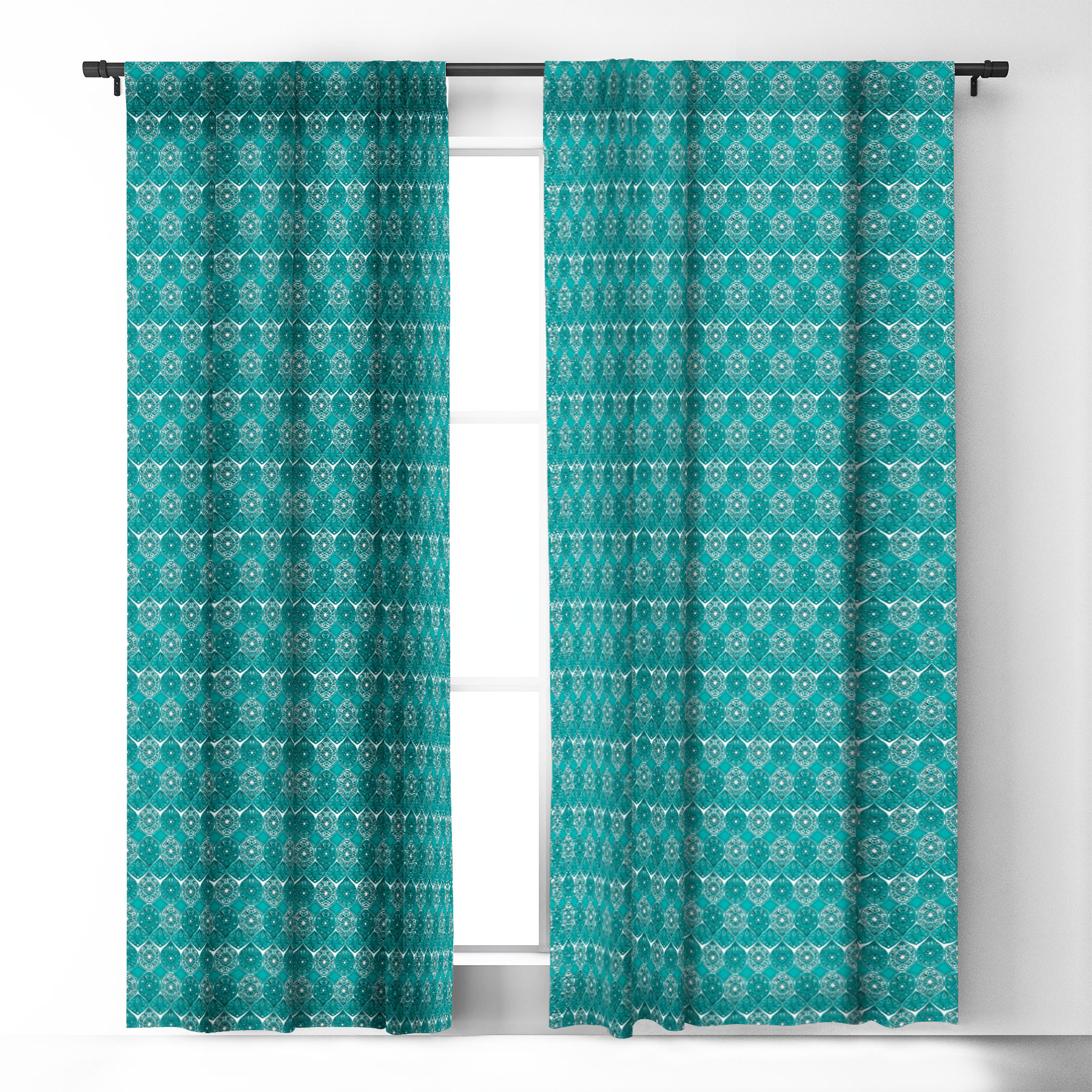 Society6 Sharon Turner Saffreya Turquoise Blackout Curtain Single Panel Blue Modern 50