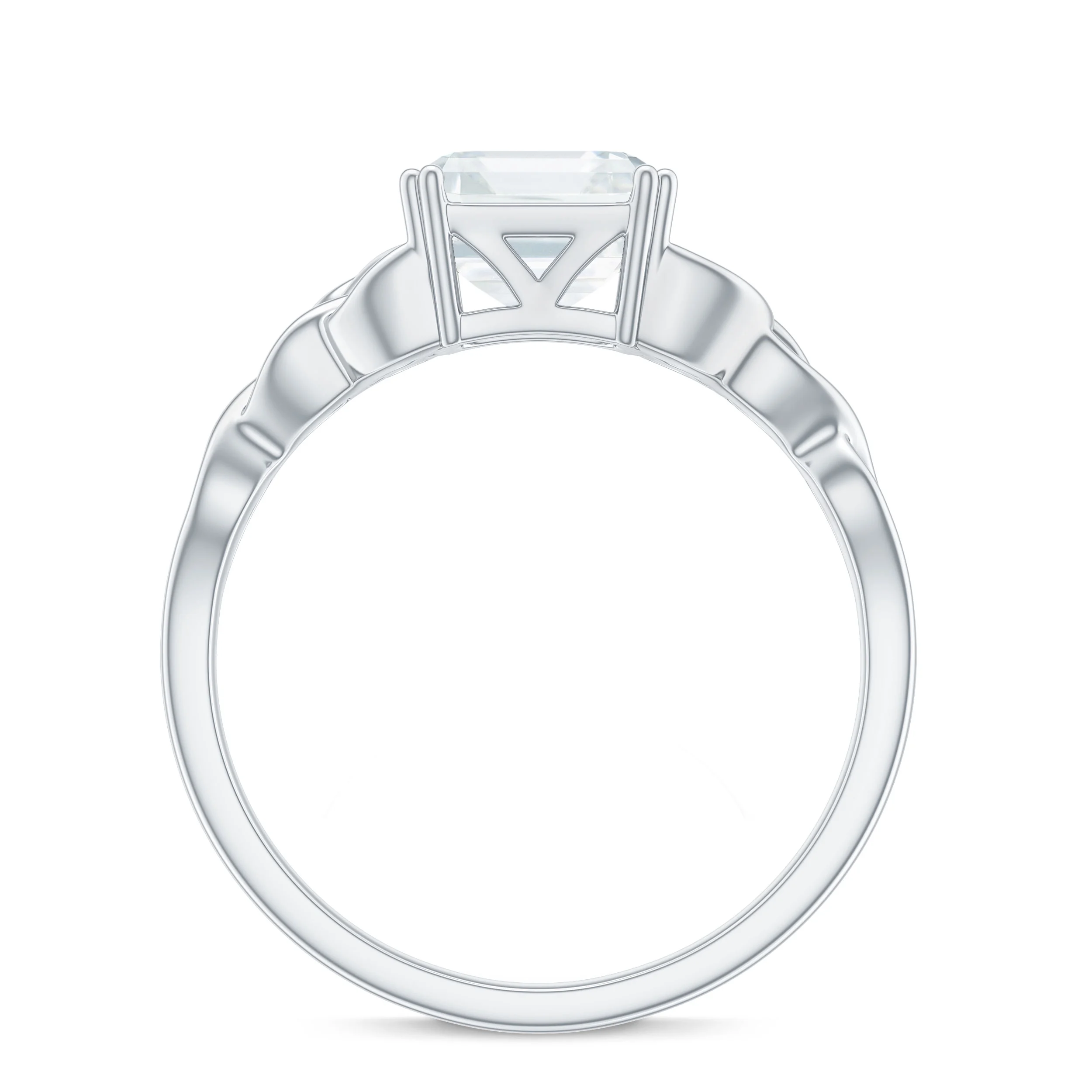 2 CT Moissanite Solitaire Engagement Ring for Women (7 MM Asscher Cut Moissanite) Celtic Gold Engagement Ring, 925 Sterling Silver, US 11.00