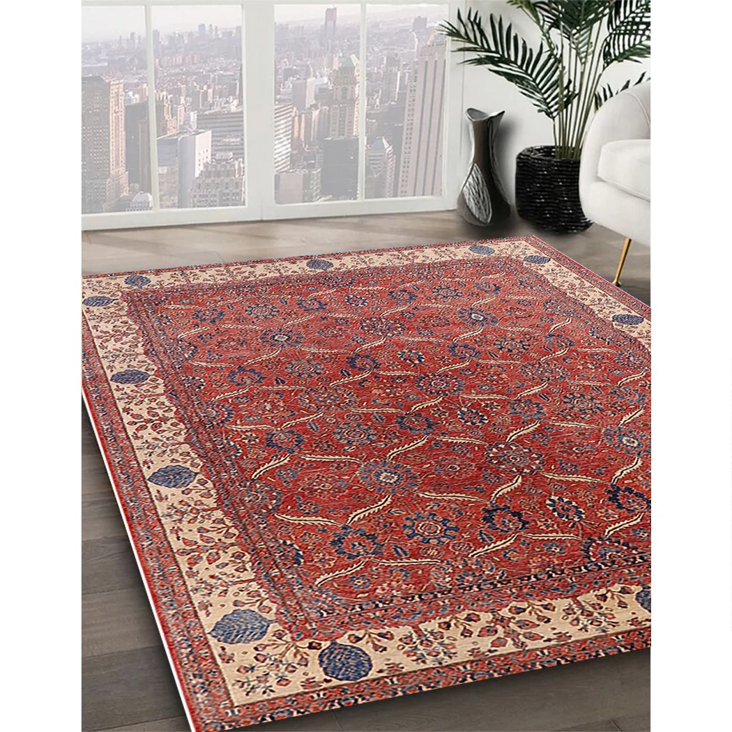 Ahgly Company Indoor Rectangle Mid-Century Modern Red Oriental Area Rugs, 2' x 5'