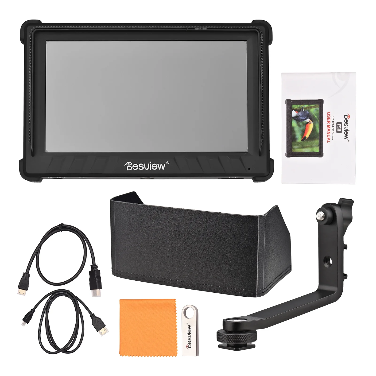 Besview P5II 5.5 Inch Compact Field Monitor 1920 * 1080 4K Input & Output 800Nits Hight Brightness 3D LUT Customization HDR Monitoring with Sunshade for DSLR