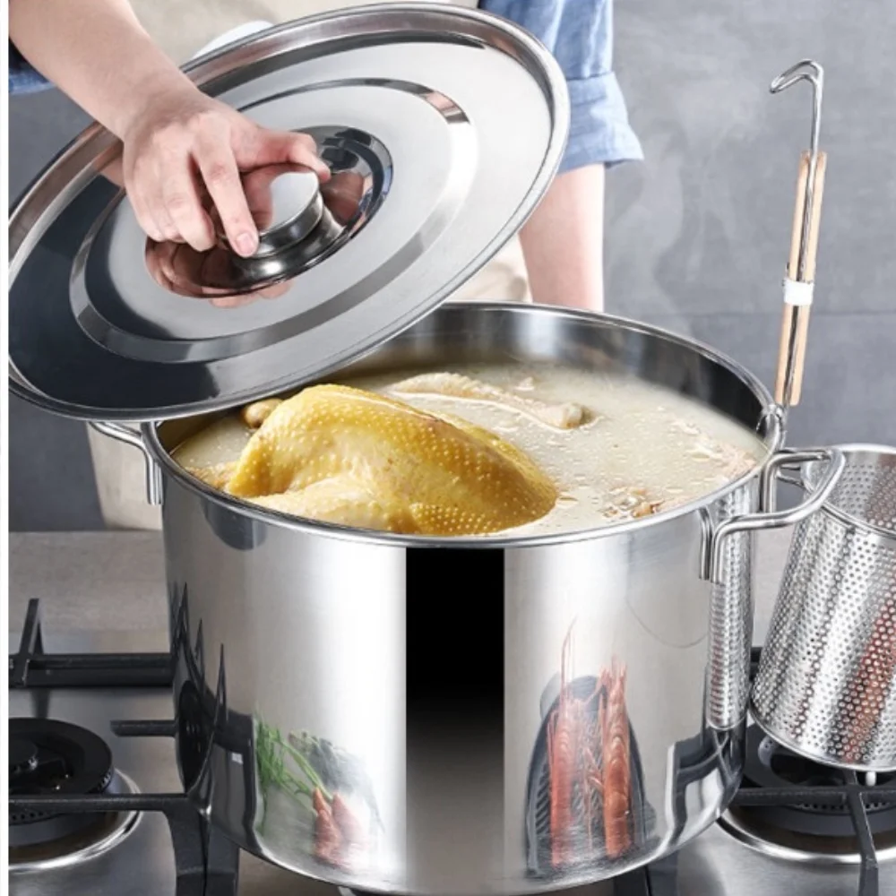 Multipurpose Cooking Pot Cater Stew Soup Boiling Pan Large Wide Handles Deep Pot with Lid Cookware Composite Bottom Stockpot for Commercial 10L