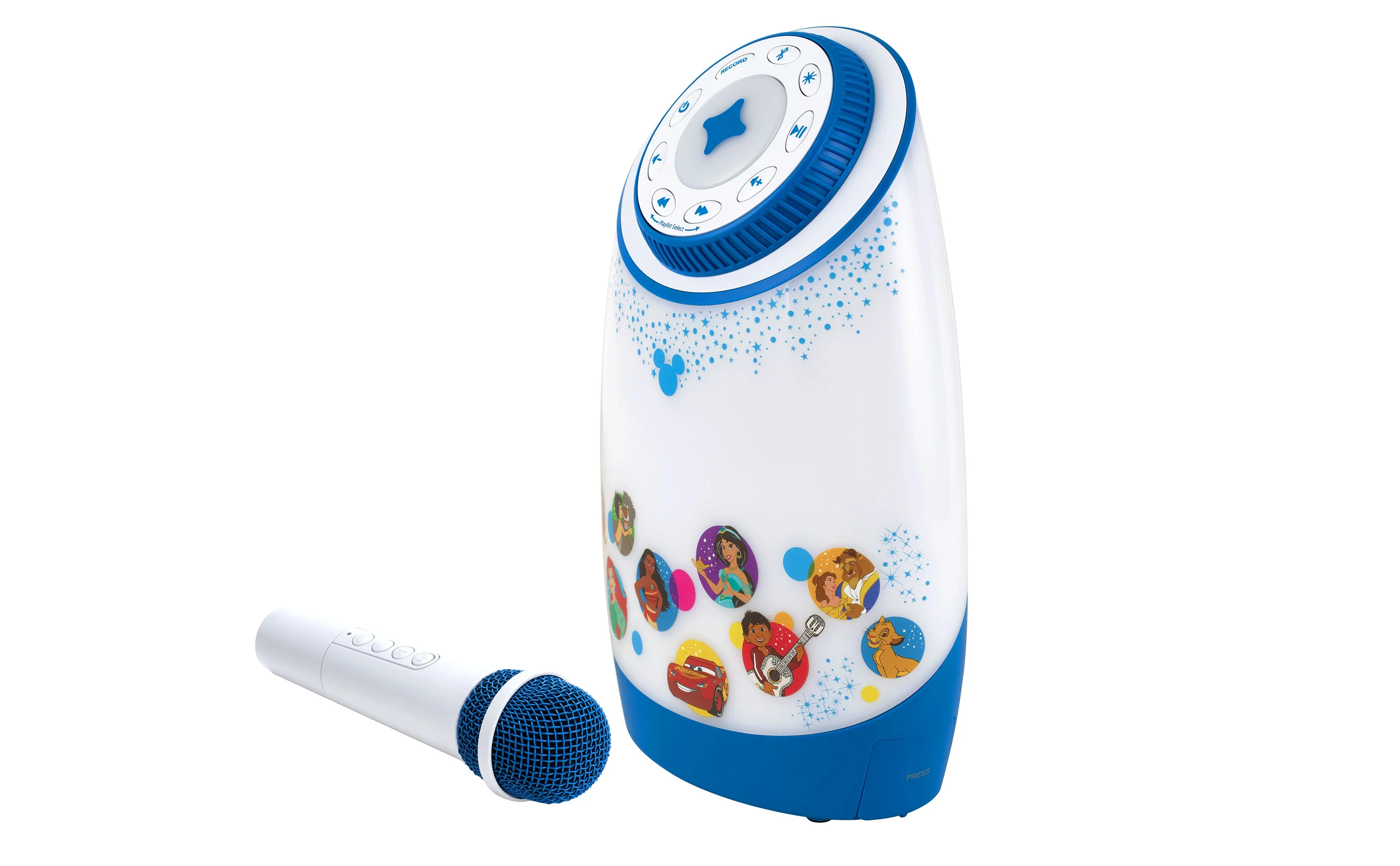 eKids Disney Karaoke Machine for Kids with Bluetooth Speaker and Wireless Microphone, Easily Access Disney Playlists with New EZ Link+ Feature