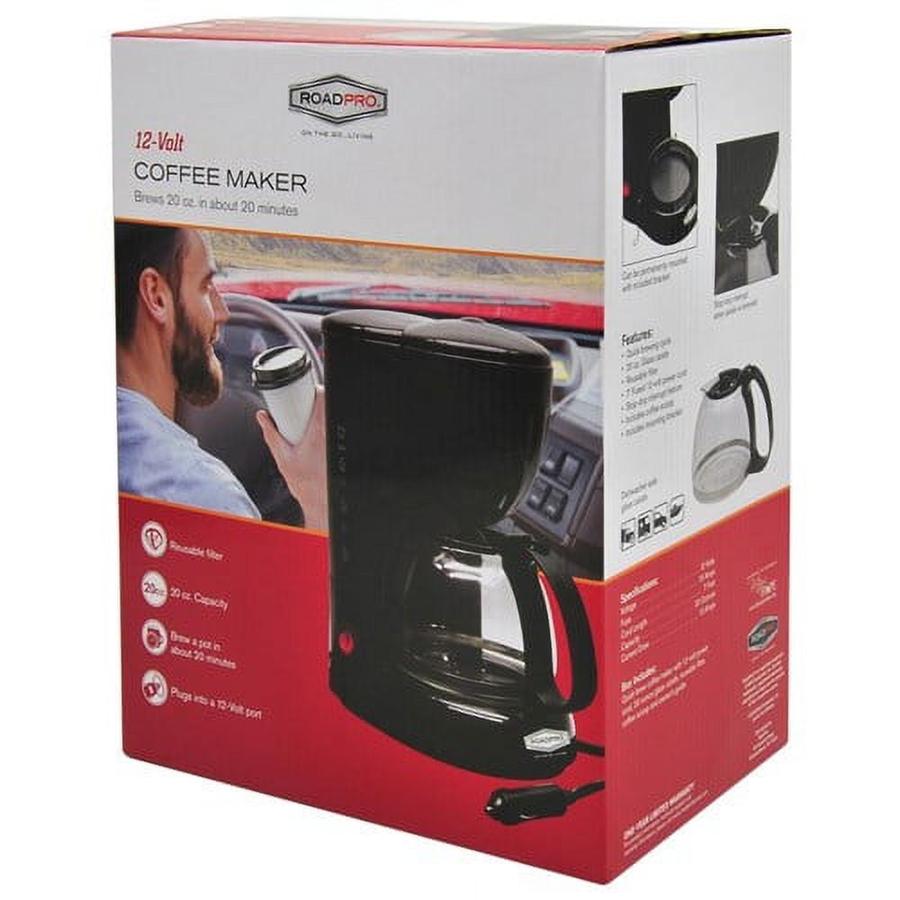 RoadPro 12V Coffee Maker with Glass Carafe Coffee Maker with Glass Carafe