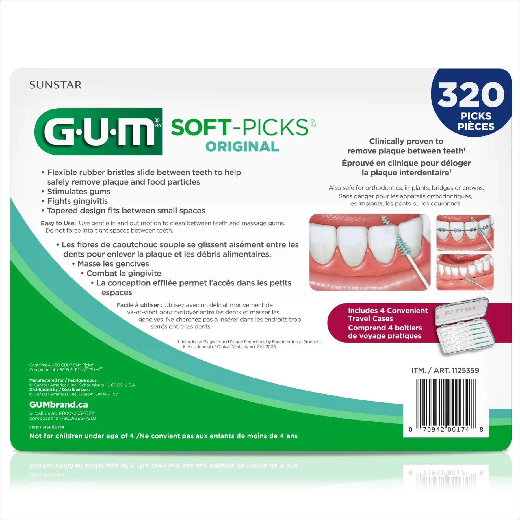 GUM Soft-Picks Original Dental Picks for Between Teeth Cleaning, Featuring an Easy-to-Use Handle for Deep Reaching Dental Plaque Removal, 320 Count