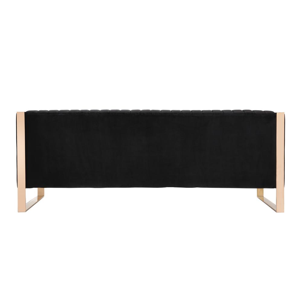 Manhattan Comfort Trillium 3-Piece Velvet Sofa & Armchair Set in Black