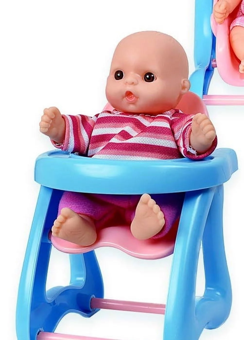 Playworld Set of 6 Scary Baby Mini Dolls with Cradle, High Chair, walker, Bathtub, Swing, and Baby Seat Scare Your Friends!