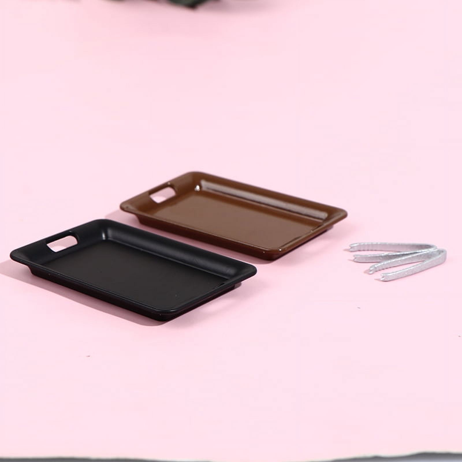 JETTINGBUY 1/12 Dollhouse Miniature Metal Plate Tray with Clip Model Kitchen Toys