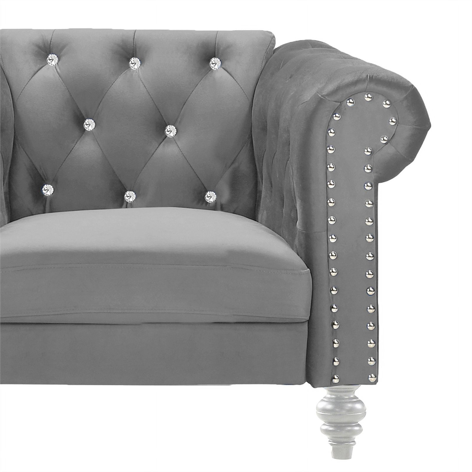 New Classic Furniture Emma Crystal Velvet Fabric Chair in Gray