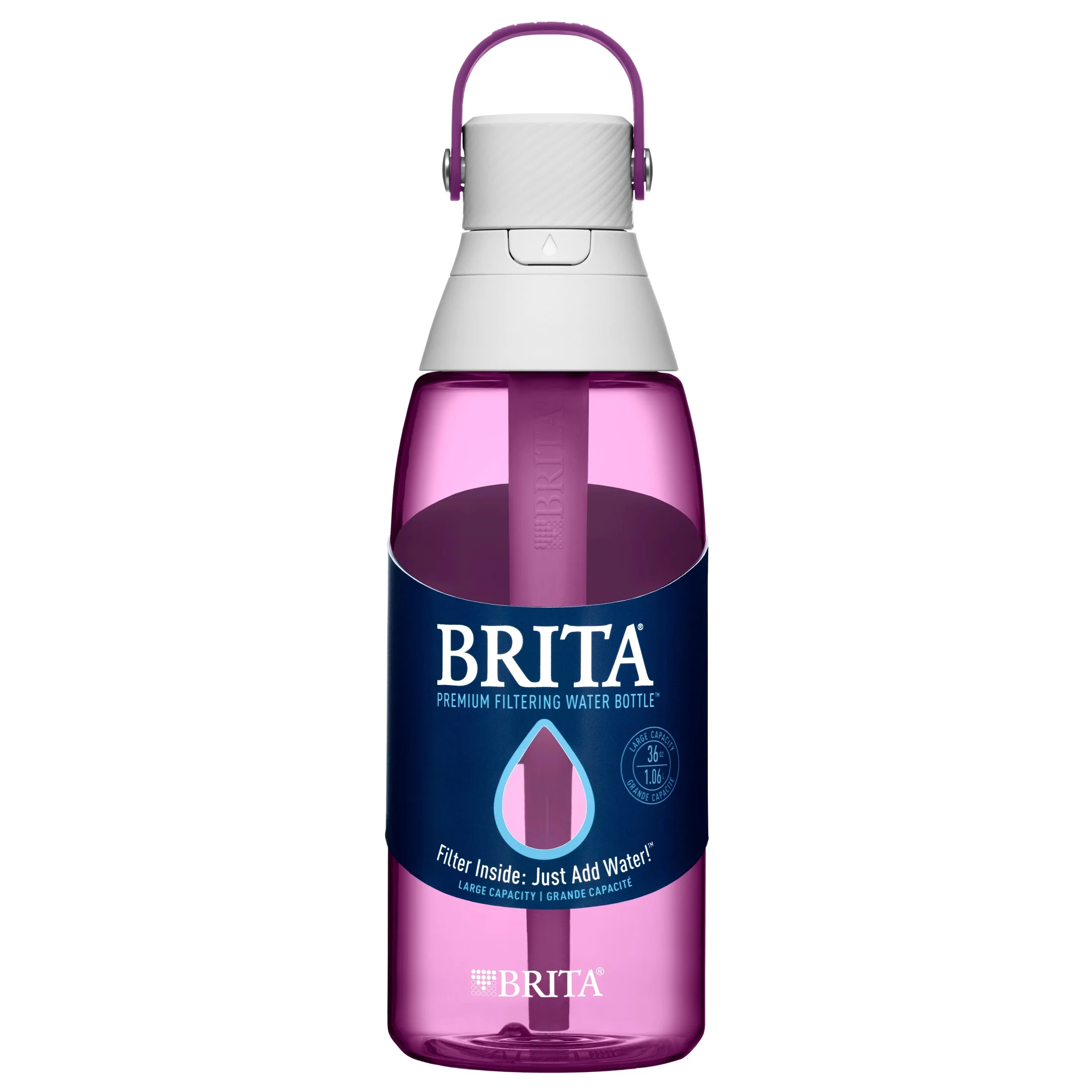 Brita Premium Leak Proof Filtered Water Bottle, Orchid, 36 oz