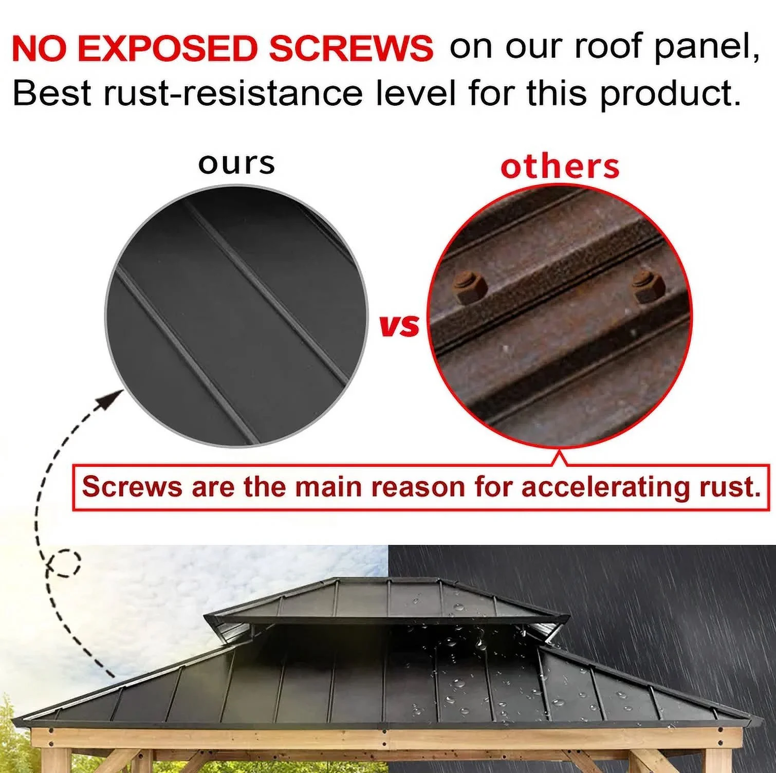 Mondawe 10’x12’ Hardtop Gazebo, Outdoor Wood Grain Frame Gazebo, Patio Gazebo Canopy for Patio, Backyard and Deck