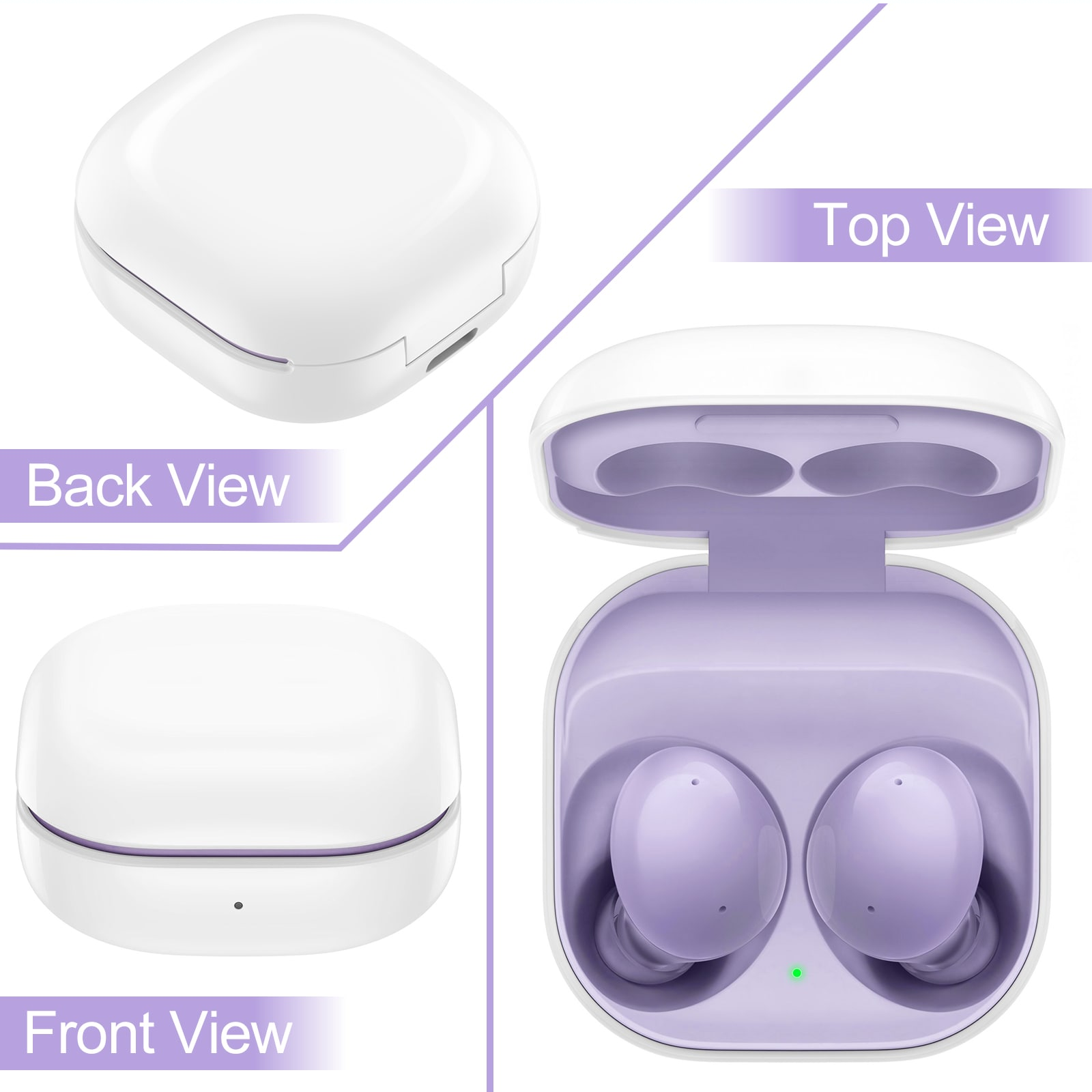 UrbanX Street Buds 2 for LG Q52 - Truly Wireless Bluetooth Headphones with Noise Isolation, Amplified Bass and Dual Dynamic Microphone - Purple