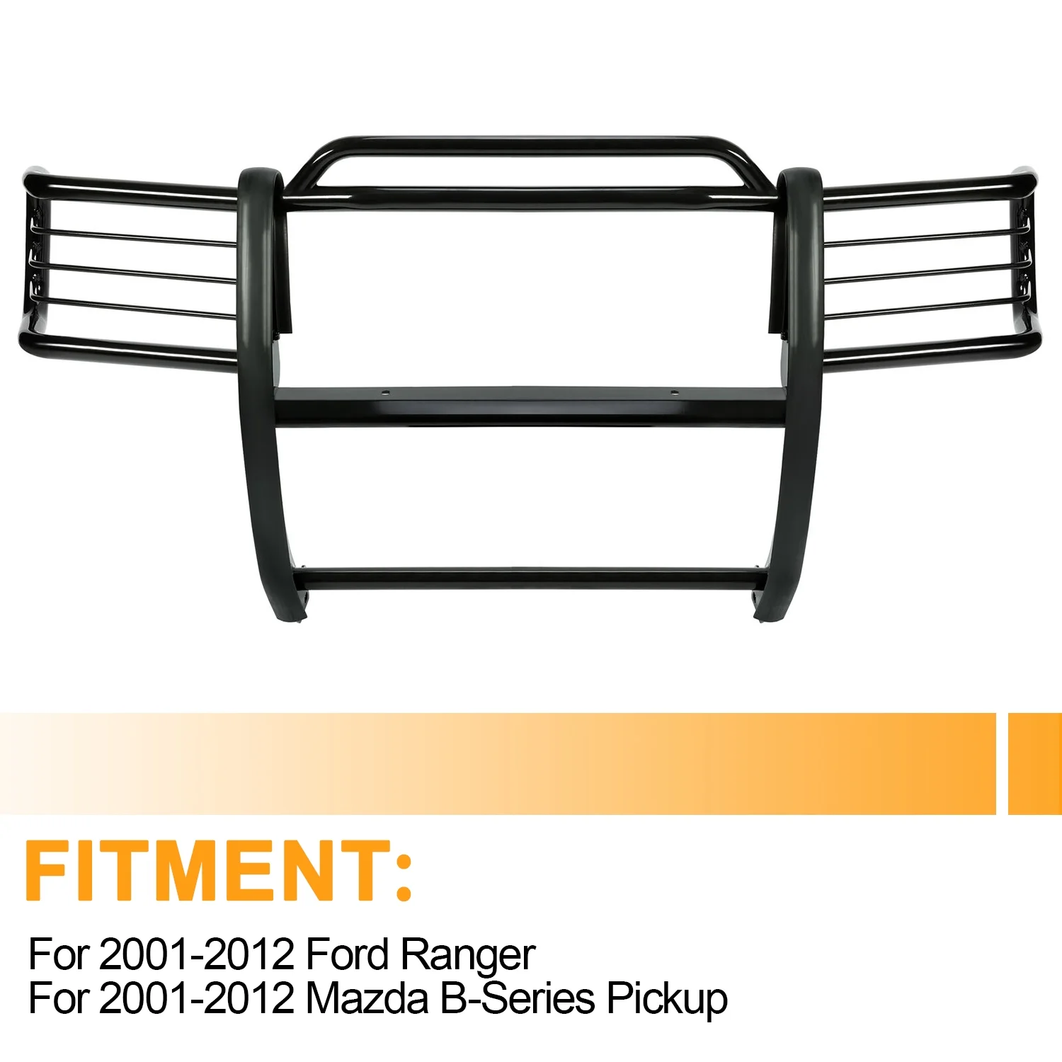 HECASA Front Grille Brush Guard Grill for Ford Ranger Mazda B4000 Pickup Truck 2001 02 03 04 05 06 07 08 09 10 11 2012 Powder Coated Black Steel