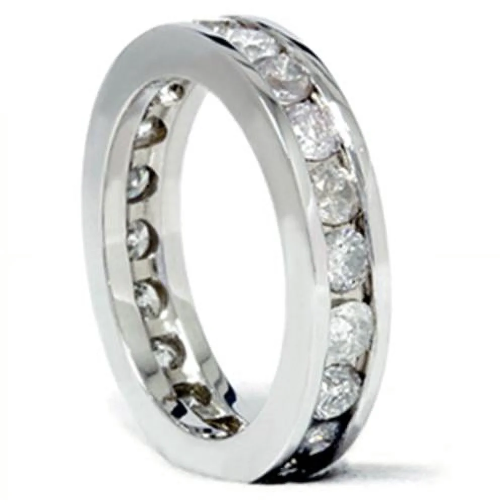 2 CT Channel Set  Round Diamond Eternity Ring 14K White Gold