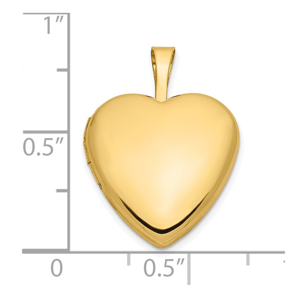 14k Gold 16mm Love Heart Photo Locket Pendant Necklace Jewelry Gifts for Women - 2.0 Grams