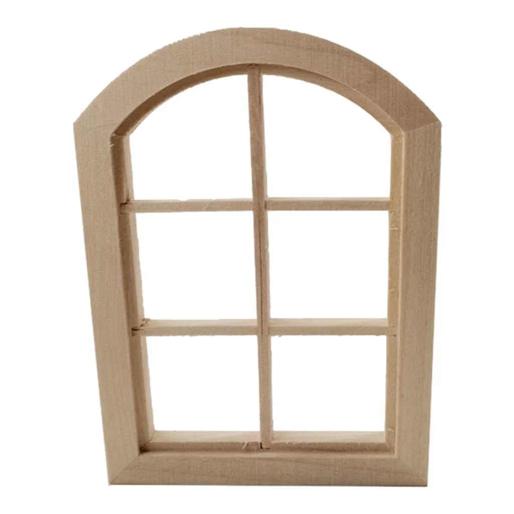 1/12 Doll House Miniature Unpainted 6 Panel Window l Decor Accessories DIY Mini House Room Ornament