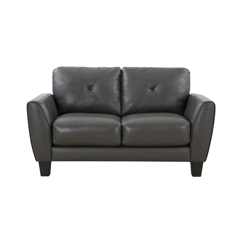 Porter Designs Trento Top Grain Leather Loveseat - Gray