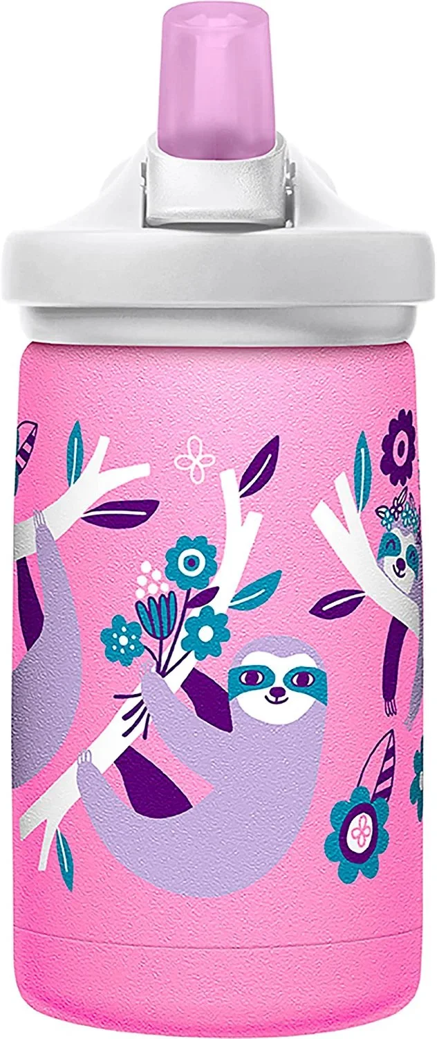 CamelBak Eddy+ Kids 12 oz Bottle, Insulated Stainless Steel with Straw Cap - Leak Proof When Closed,Flowerchild Sloth