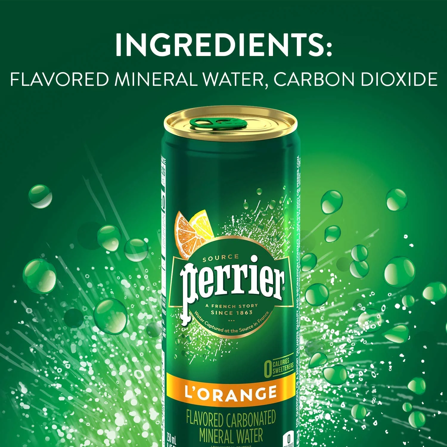 Perrier L'Orange Flavored Carbonated Mineral Water (Lemon Orange Flavor), Slim Cans, 8.45 Fl Oz (Pack of 30)