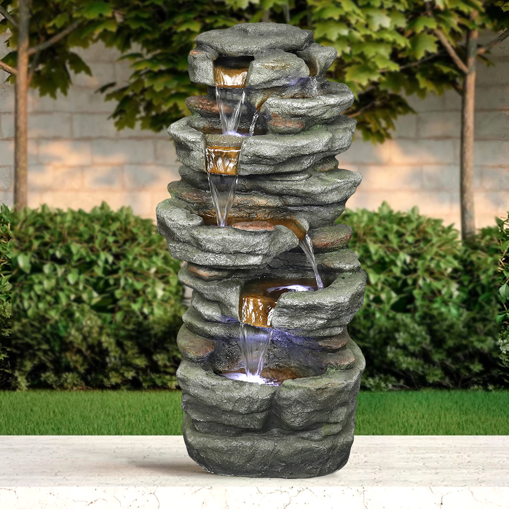 Kmowoo 32.6inches Rock Water Fountain with Led Lights