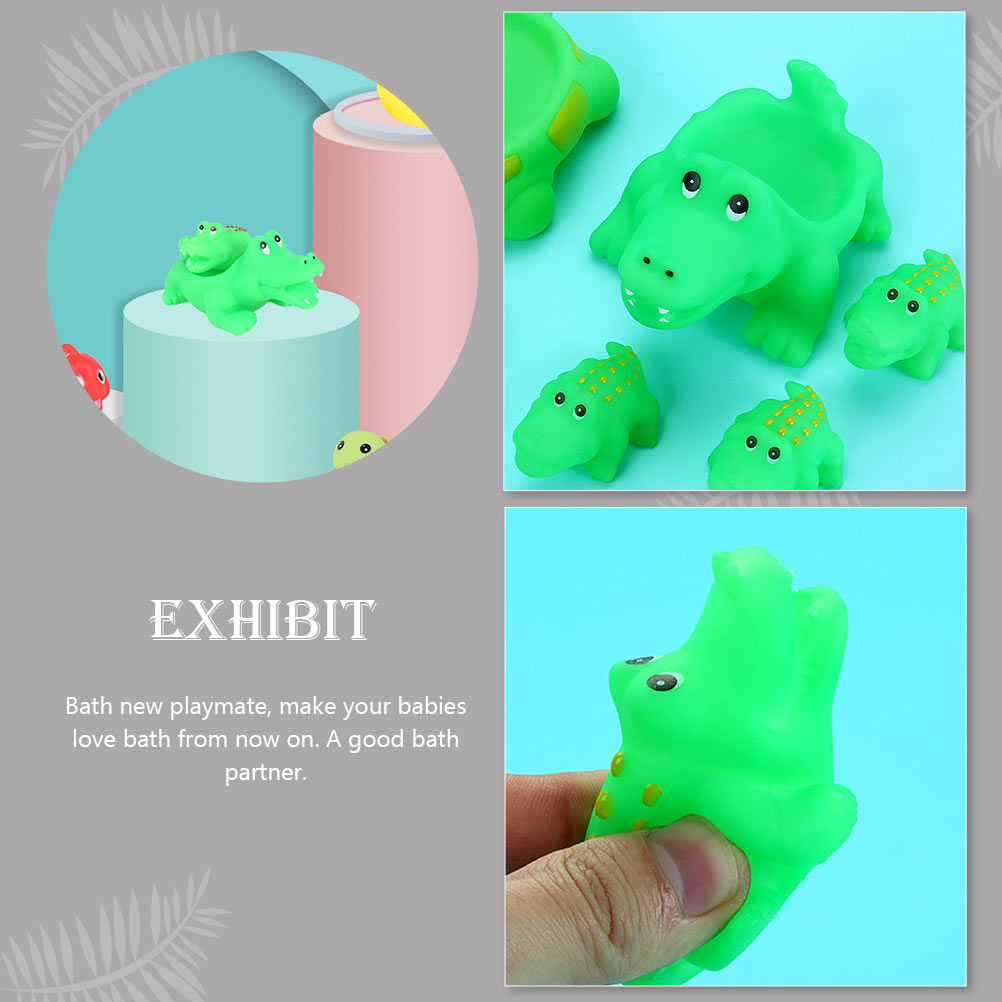 2 Pcs Cartoon Crocodile Kids Toys Infant Water Play Bathtub Yellow Duck Take Squirt Child Baby