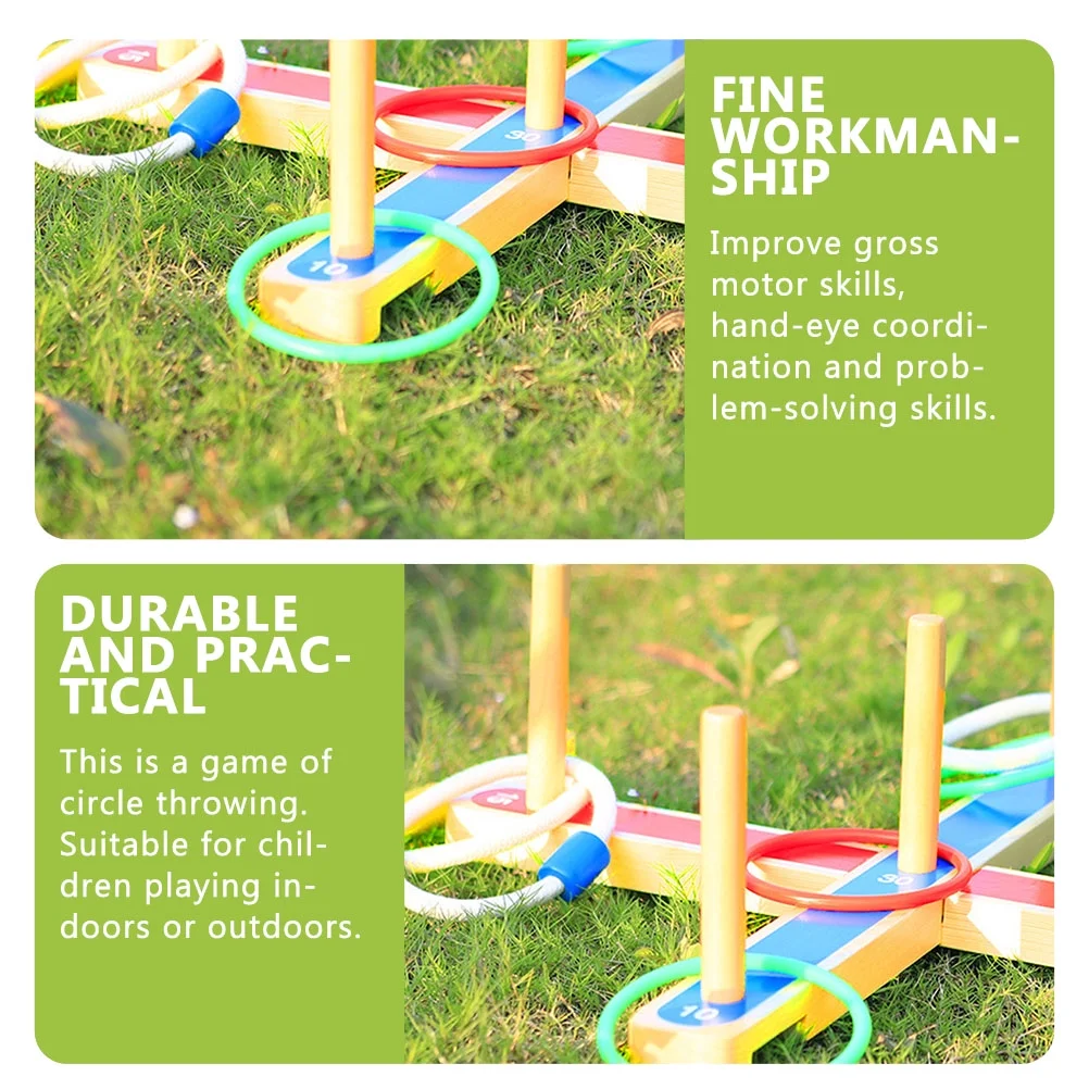 Ring Toss Toy Fun Games for Kids Puzzle Toys Throwing Ferrule Child Rope Wood