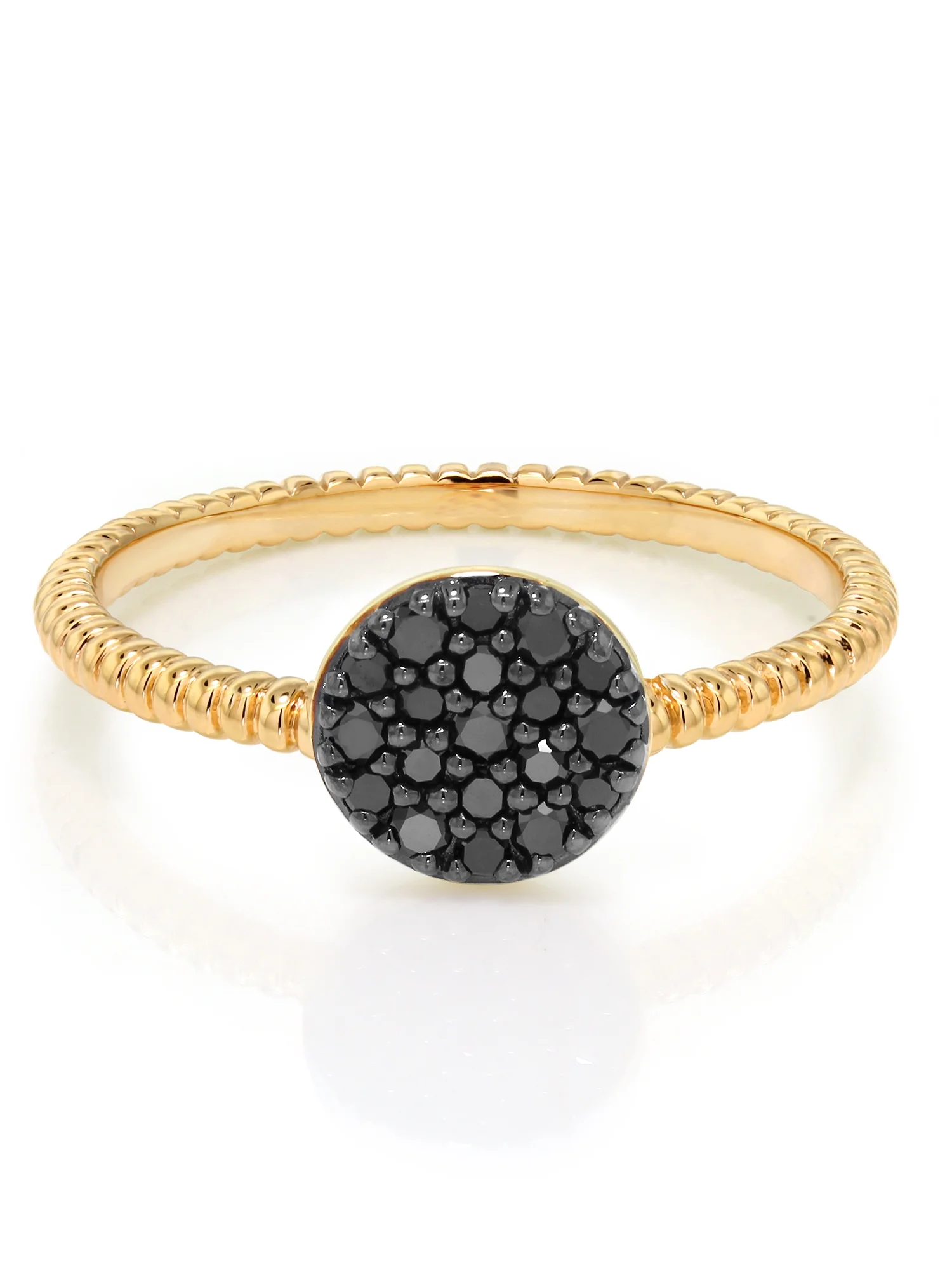 Gem Stone King 14K Solid Yellow Gold 0.20 Cttw Black Diamond Anniversary Wedding Ring