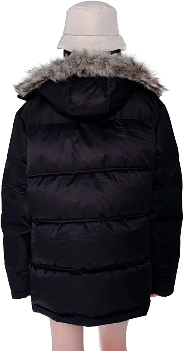 Members Only Women's Heavy Snorkel Oversized Jacket- Black - Medium