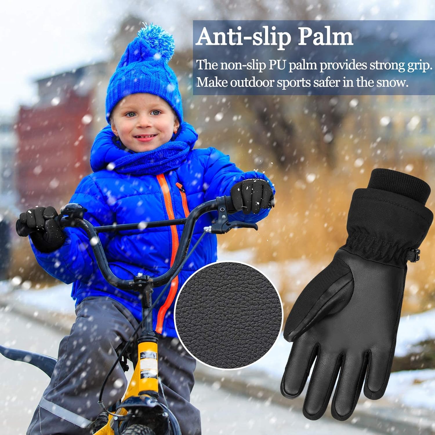 Cevapro Kids Winter Gloves Waterproof Ski Thermal Gloves Touchscreen Ski Warm Gloves for Kids Boys Girls Children Skiing Cycling