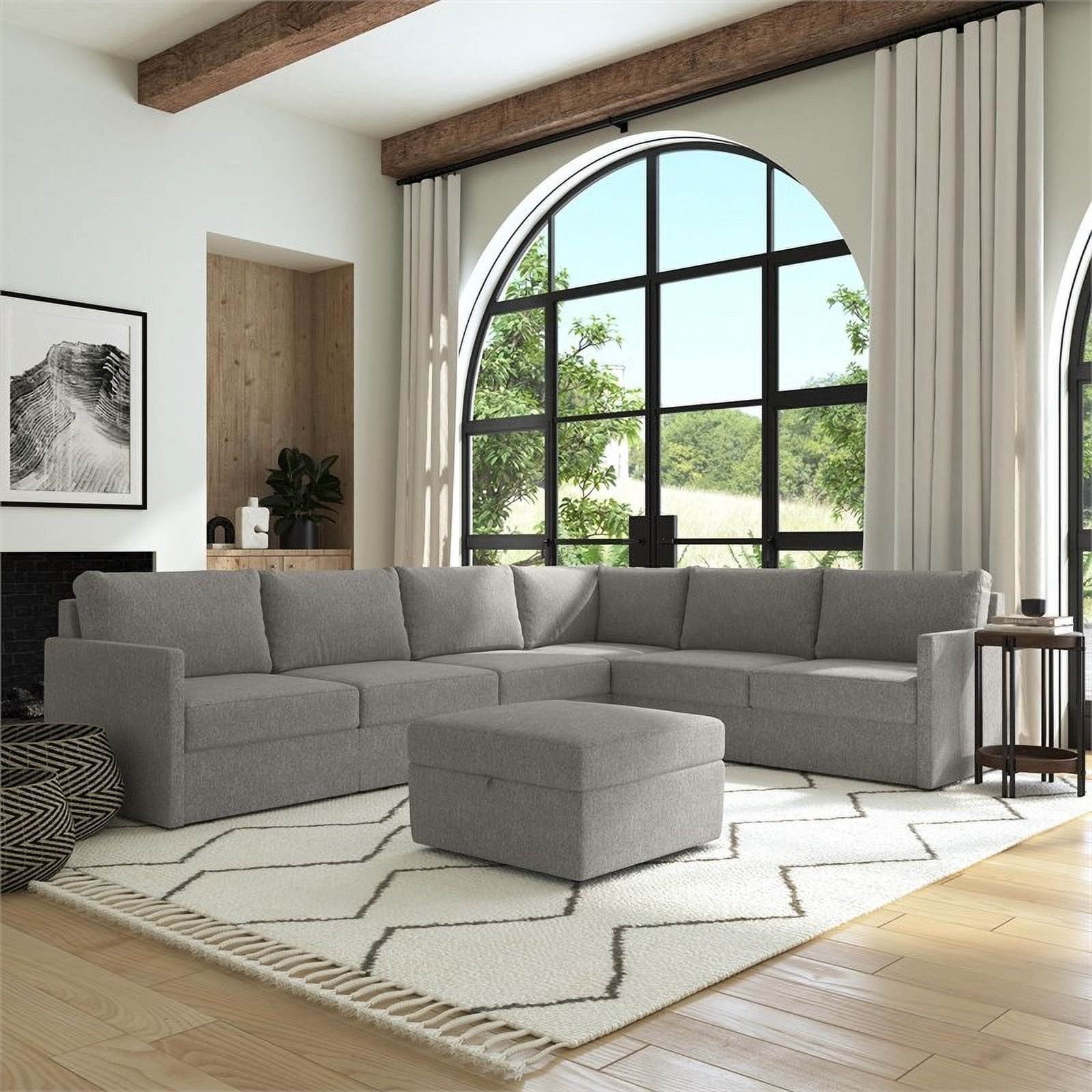 Bowery Hill Modern Gray 6 Seat Sectional with Performance Fabric