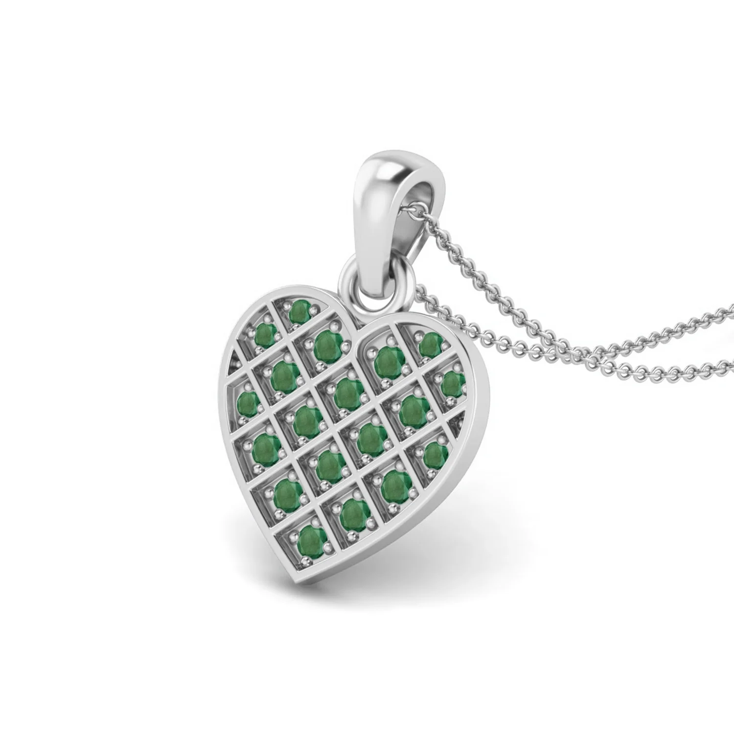 0.38 Cts Round Shape Emerald Gemstone Heart Love Women Valentines Day Gifts Necklace 925 Sterling Silver