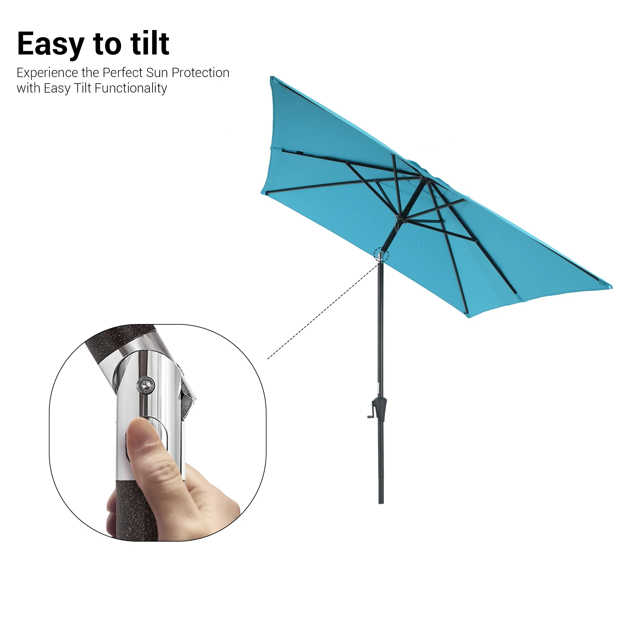 Sonerlic 10x6.5ft Patio Market Umbrellas and Shade, Table Umbrella for Patio and Outdoor with Tilt Button for Deck, Garden and Pool,Aqua Blue