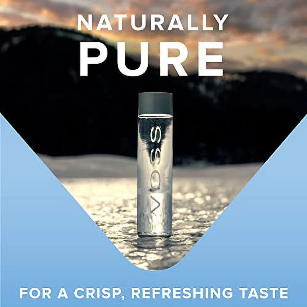 Voss Still Premium Naturally Pure Water Pet Plastic Bottles for On-The-Go Hydration, 16.91 Fl Oz, Pack of 12
