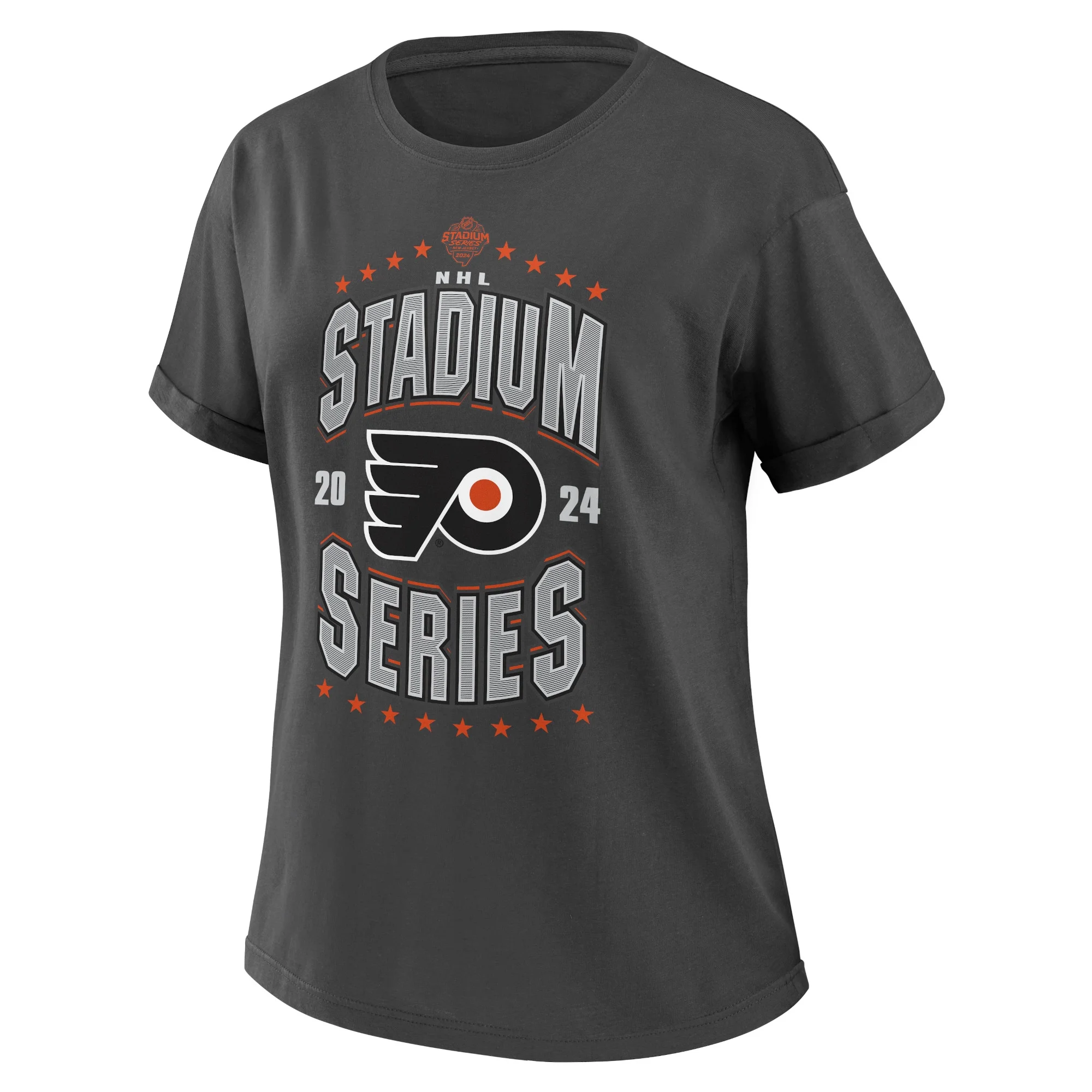Women's WEAR by Erin Andrews  Charcoal Philadelphia Flyers 2024 NHL Stadium Series Boyfriend T-Shirt