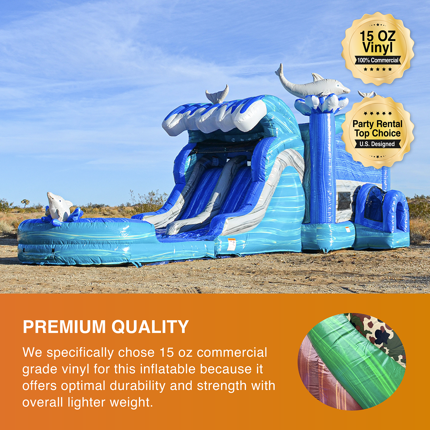 JumpOrange Outdoor Commercial Grade Inflatable Bounce House Water Slide with Pool for Kids and Adults