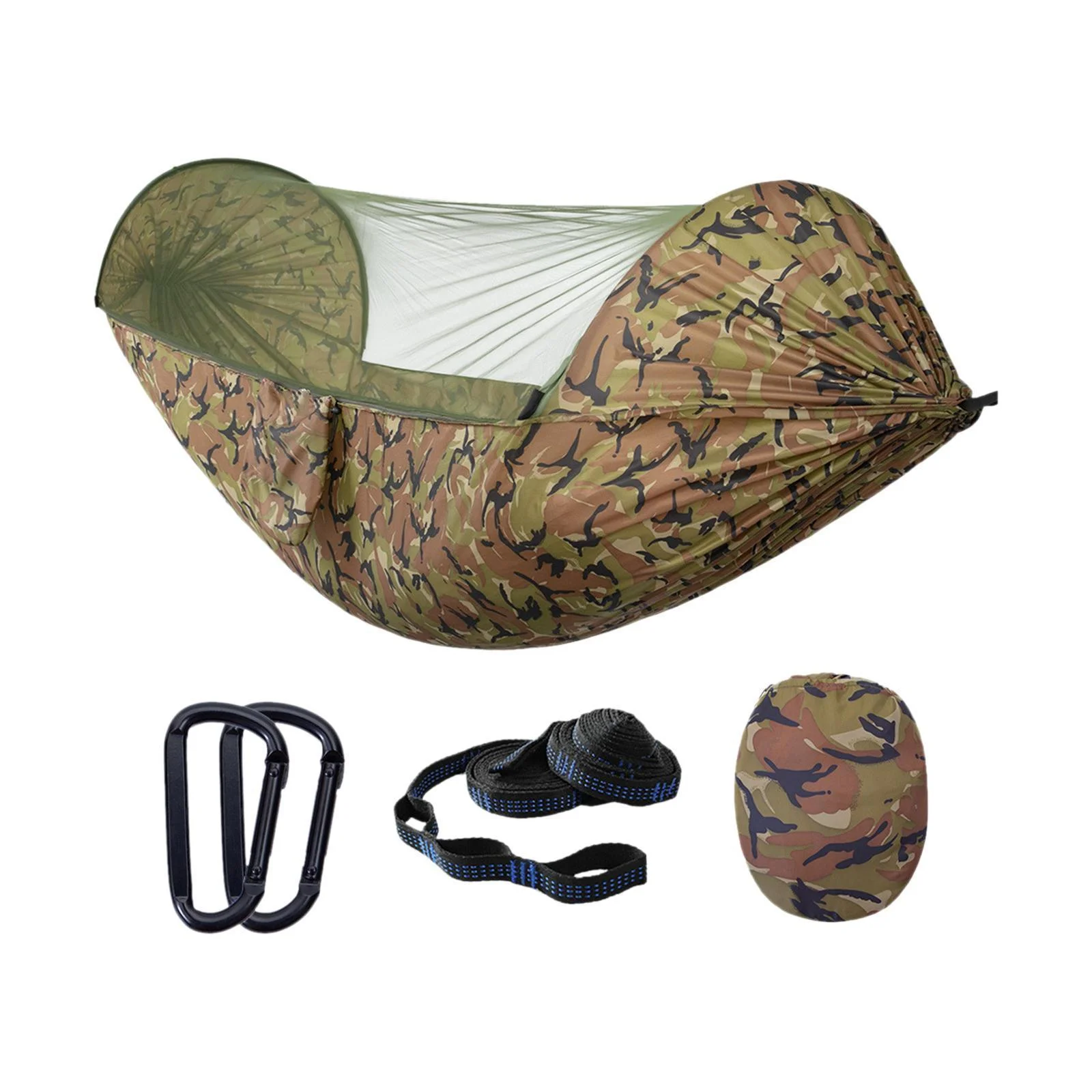 Large Camping Hammock with Net Lightweight Polyester Hanging Hammocks Tree Straps Swing Hammock Bed for Outdoor Backpacking Backyard Hiking