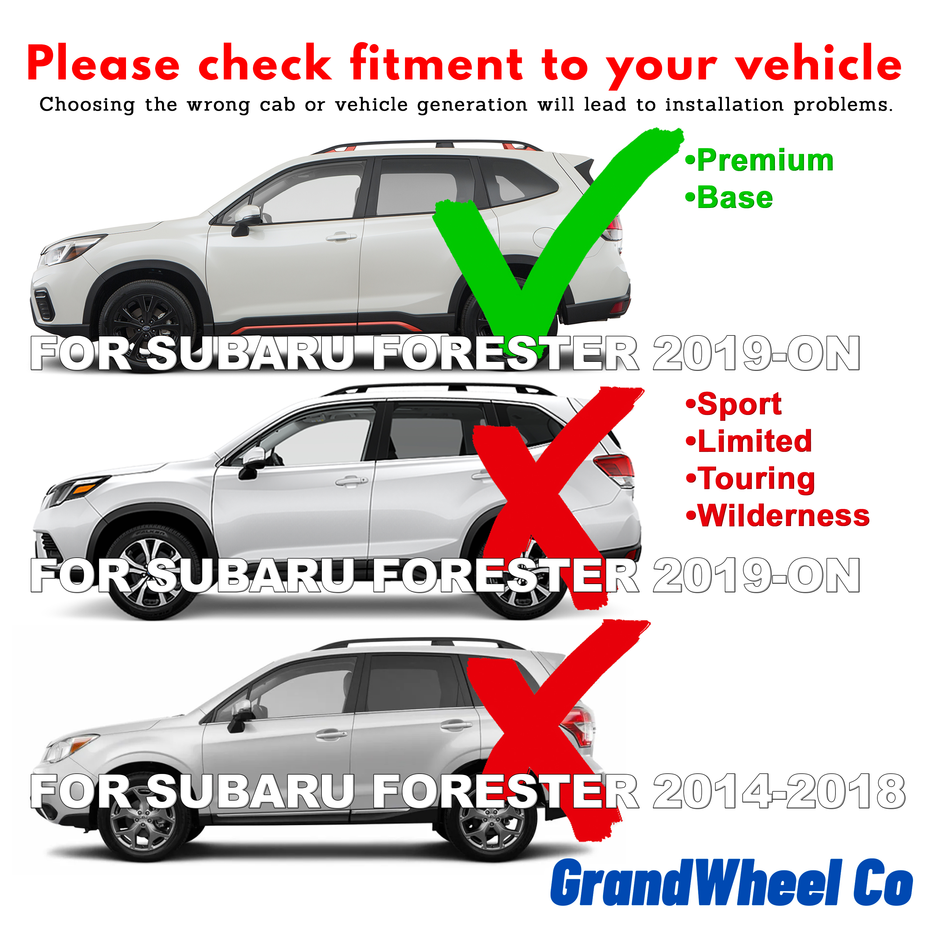 GrandWheel Co Smoke Tinted Tape-On Side Window Vent Visor Deflectors Rain Guards Compatible with Subaru Forester 2019-2024 Base, Premium - 6pcs. GW0352