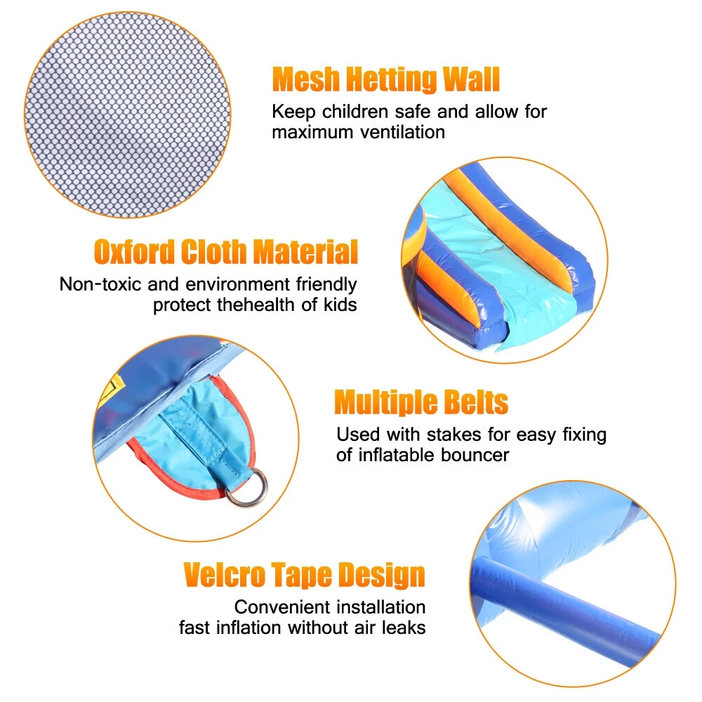 Inflatable Bounce House,Slide Bouncer with Basketball Hoop, Climbing Wall, Large Jumping Area, Ideal Kids Jumper