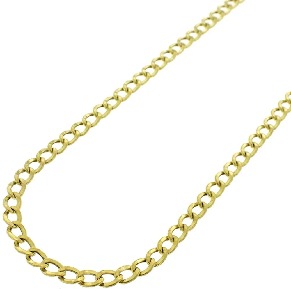 14K Yellow Gold 3.5mm Hollow Cuban Chain, FREE Microfiber Cloth, Curb Link Mens Womens Necklace, Giorgio Bergamo