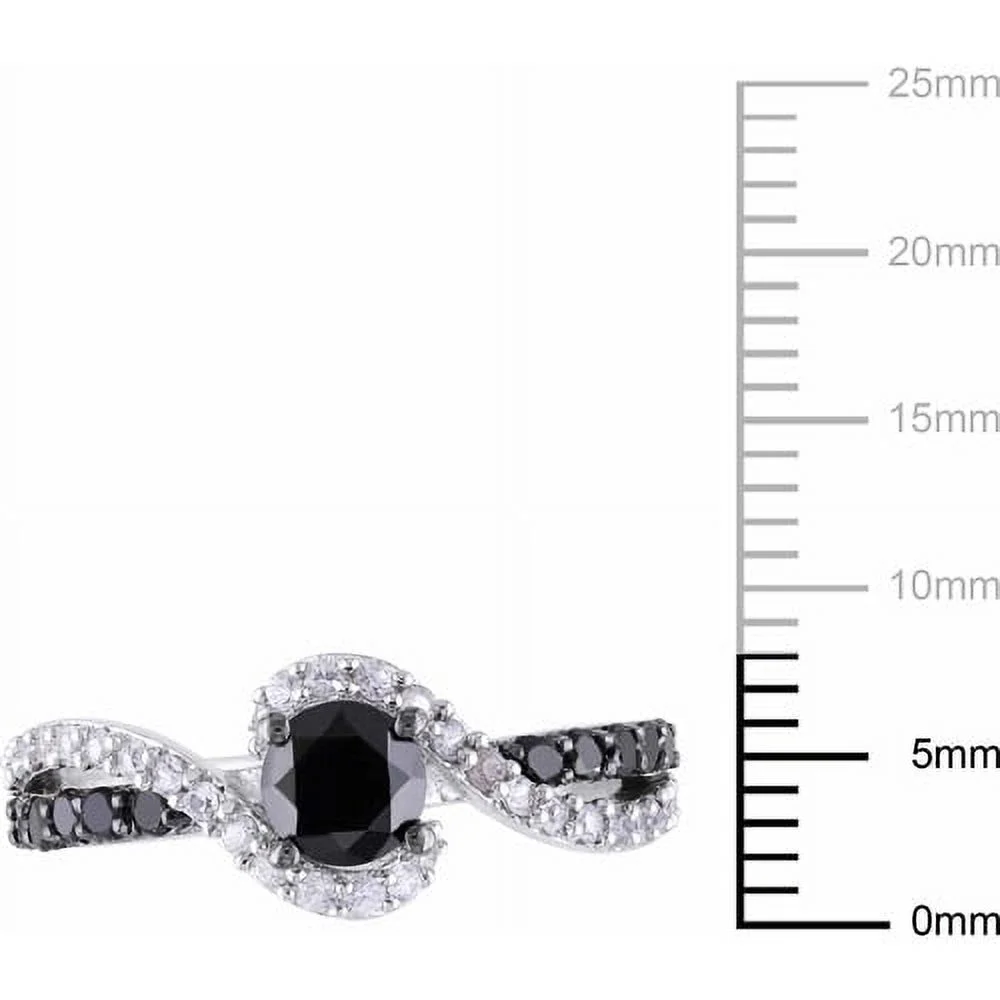 3/4 Carat T.W. Black Diamond and 1/3 Carat T.G.W. Created White Sapphire Sterling Silver Ring