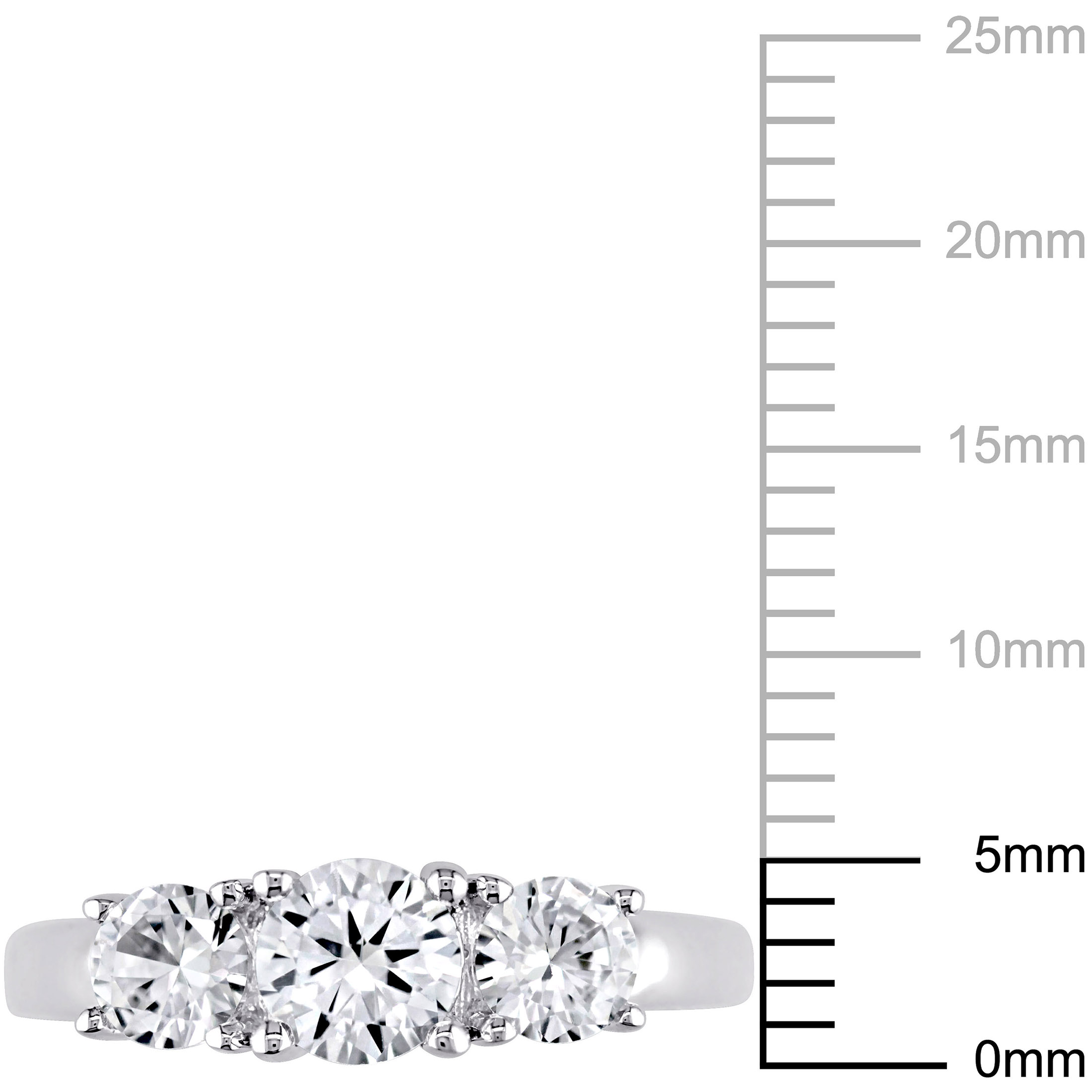 Everly Women's 1 1/3CT T.G.W. Created White Sapphire 10kt White Gold 3-Stone Round-Cut Engagement Ring Bridal & Anniversary Collection with 4-Prong/Claw Setting