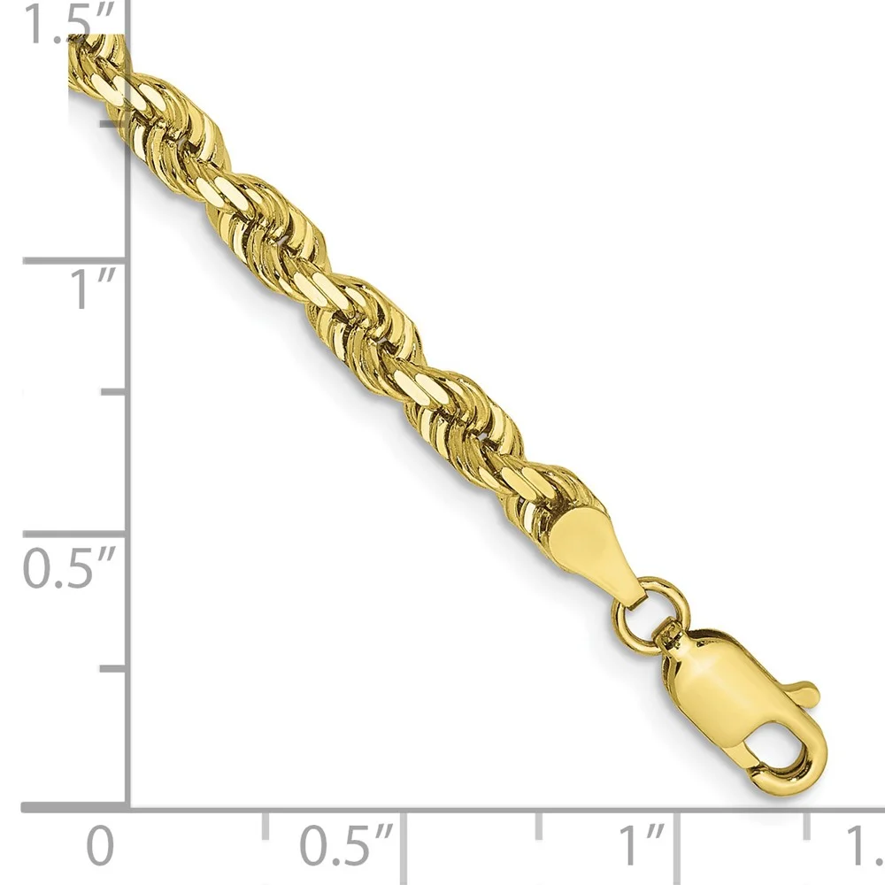 Primal Gold 10 Karat Yellow Gold 4mm Diamond Cut Quadruple Rope Chain