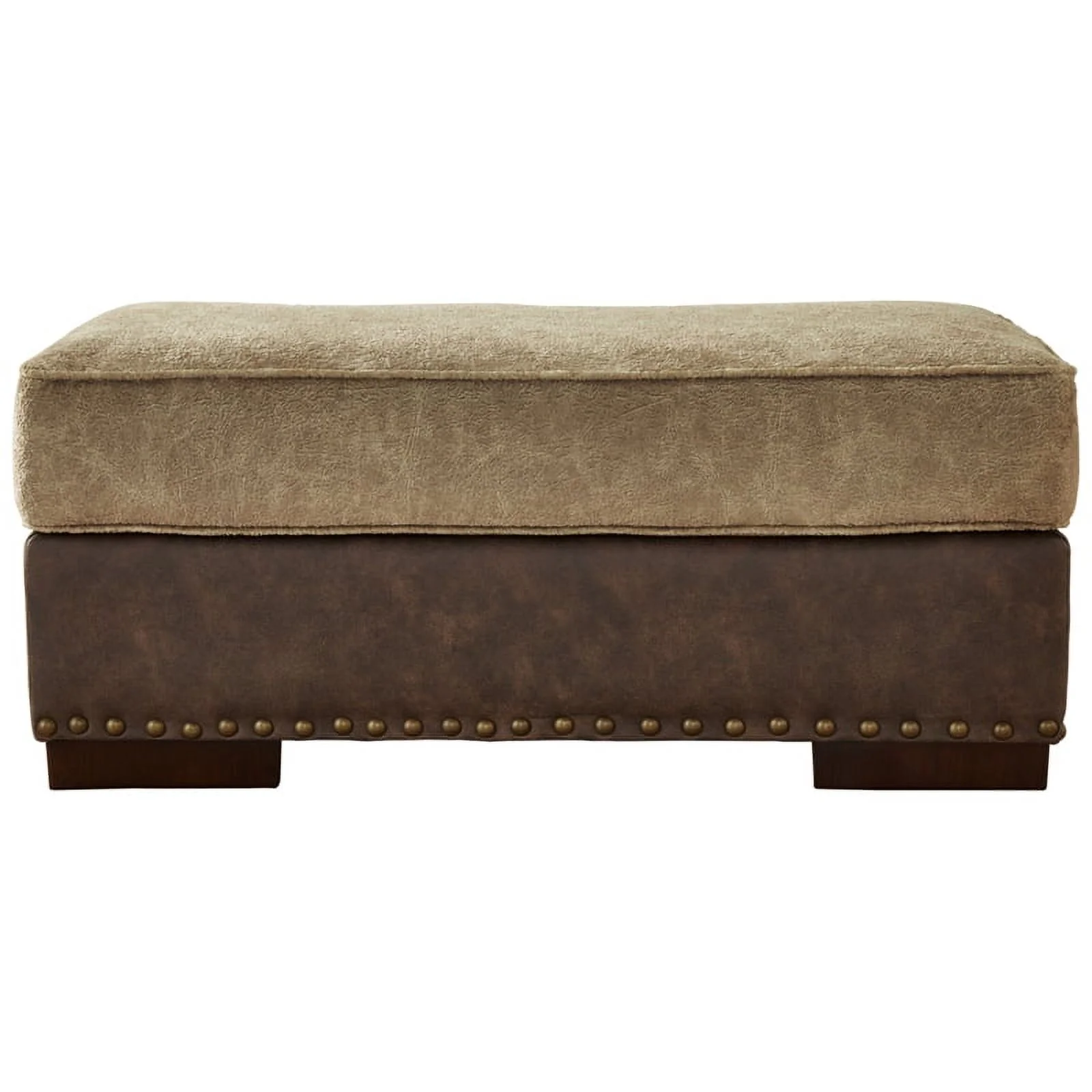 Ashley Furniture Alesbury Fabric Ottoman in Brown & Beige Finish